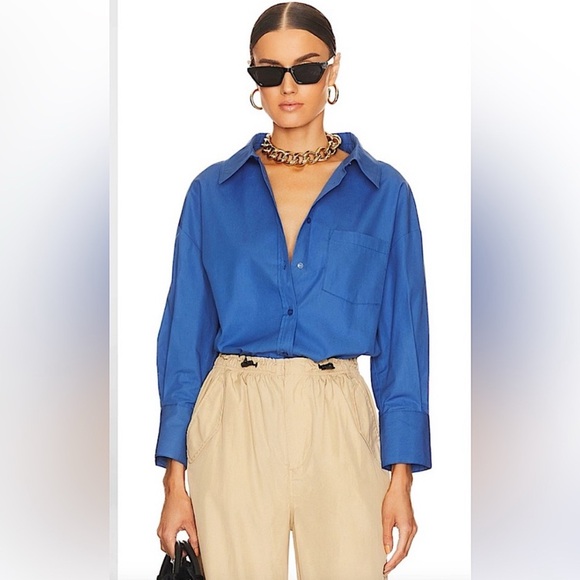 NWT ANINE BING Blue Mika Button Up Shirt - Picture 1 of 9